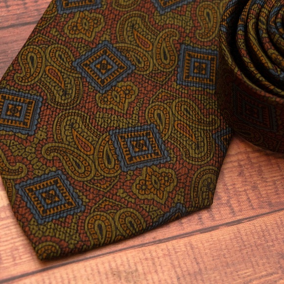 Coach Paisley Tie (olive/burgundy/blue) - Picture 2 of 3